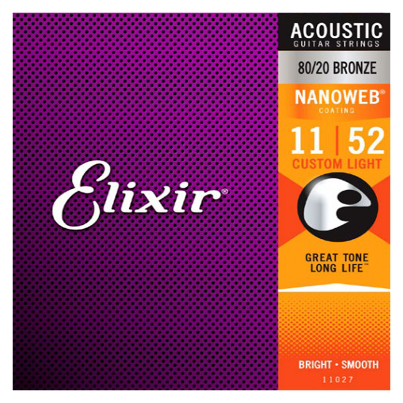 Elixir Nanoweb 011-052 Acoustic Guitar Strings for Rich Sound, product image from PlayMusic123.com