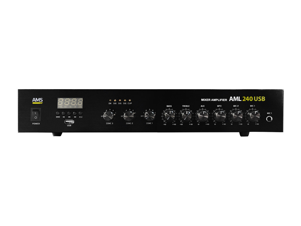 Audio Music Systems 240 W 100 V Line Mixer Amplifier with Bluetooth & USB Playback, product image from Cggeorgallis