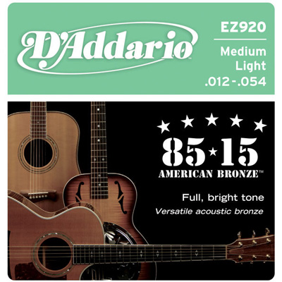 D'addario Medium Light 12-54 Bronze Acoustic Guitar Strings – Bright Tone, product image from Cggeorgallis