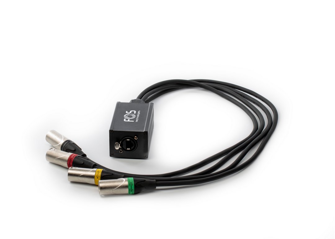 Fos Technologies DMX Splitter Box: 1 RJ45 to 4 XLR 3-Pin Outputs, product image from Cggeorgallis