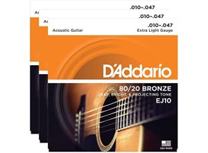 D'Addario EJ10-3 D Extra Light Bronze Guitar Strings 3-Pack