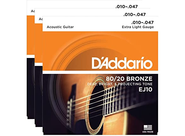 D'addario D’Addario EJ10-3 D Extra Light Bronze Guitar Strings 3-Pack, product image from Cggeorgallis