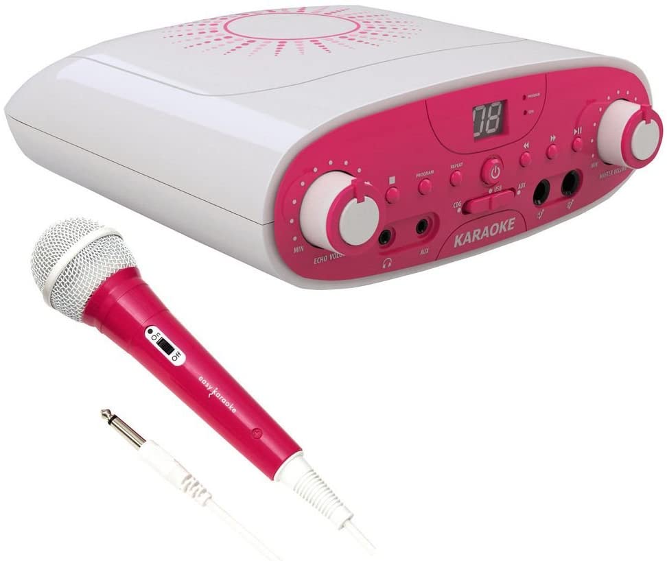 Easy Karaoke Girls Night In Pink Karaoke Machine with Echo & Microphone, product image from Cggeorgallis