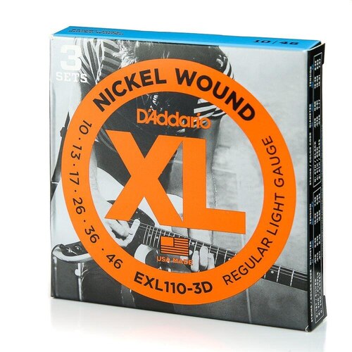 D'addario Premium Electric Guitar Strings 3-Pack 010-046 for All Styles, product image from Cggeorgallis