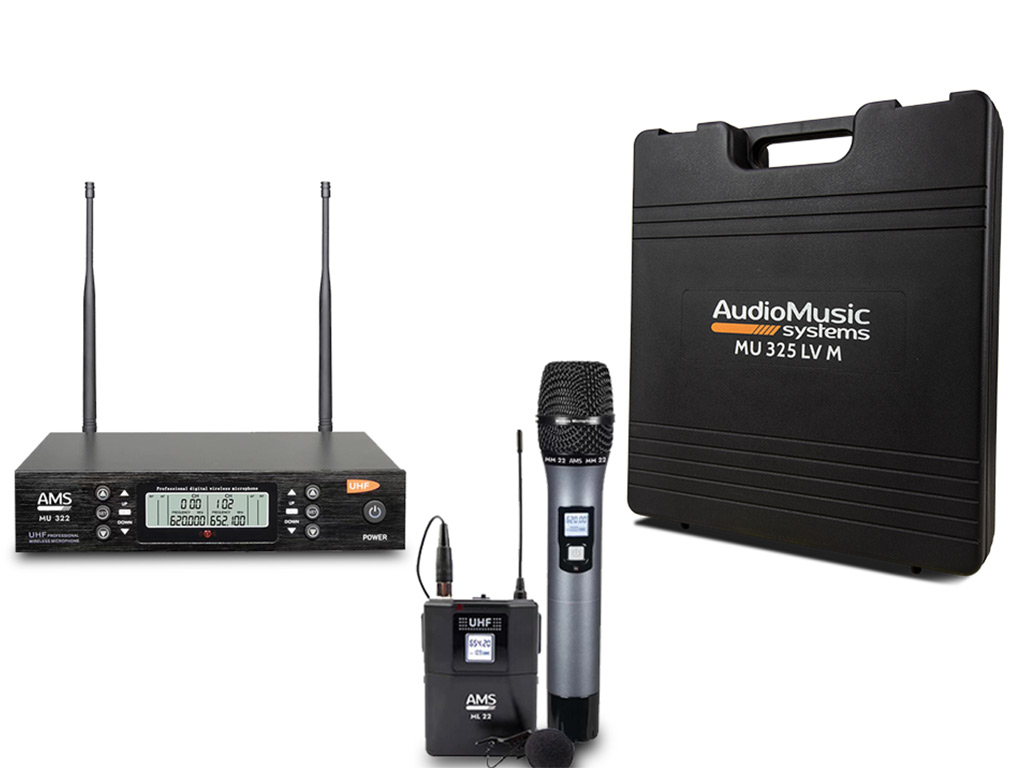Audio Music Systems UHF Dual-Channel Wireless Mic System with Bodypack & Lavalier, product image from Cggeorgallis