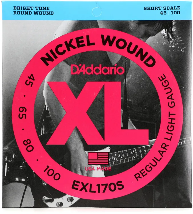 D'addario Short Scale XL Nickel Bass Strings – 45-100 Light Gauge, product image from Cggeorgallis