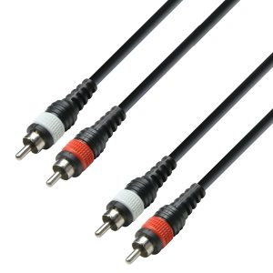 Adam Hall® 1 m Twin Cable - 2 RCA Nickel-Plated Connectors