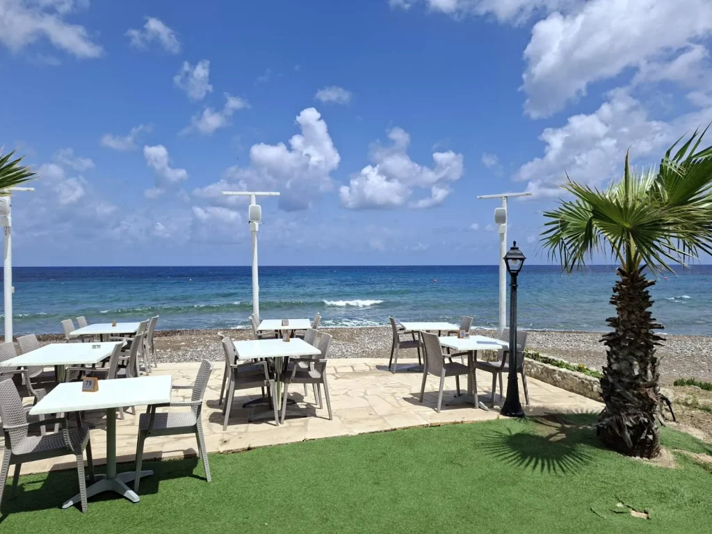 S.K. Yiallos Beach Kebab outdoor sound system installation by the sea in Cyprus